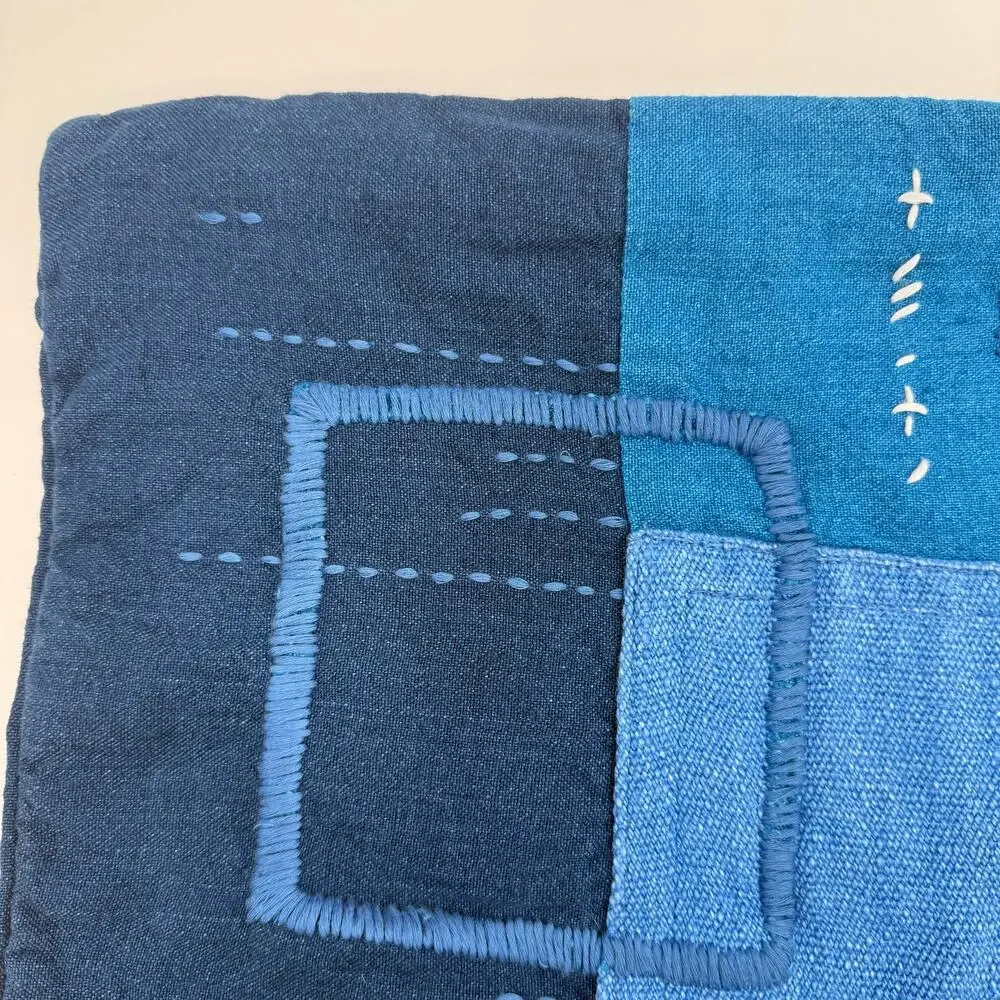 RALPH LAUREN Stover Throw Pillow Cover 16x24 Summer Blu Denim Jean NWT Linen